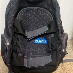 KAVU Black and Gray Backpack with Geometric Design